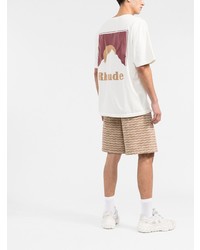 weißes bedrucktes T-Shirt mit einem Rundhalsausschnitt von Rhude