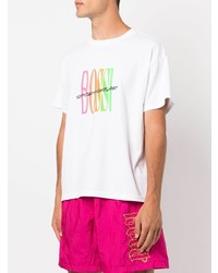 weißes bedrucktes T-Shirt mit einem Rundhalsausschnitt von Bossi Sportswear