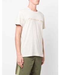 weißes bedrucktes T-Shirt mit einem Rundhalsausschnitt von Calvin Klein Jeans