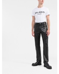 weißes bedrucktes T-Shirt mit einem Rundhalsausschnitt von Balmain