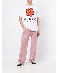 weißes bedrucktes T-Shirt mit einem Rundhalsausschnitt von Kenzo