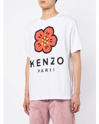 weißes bedrucktes T-Shirt mit einem Rundhalsausschnitt von Kenzo