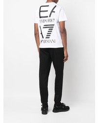 weißes bedrucktes T-Shirt mit einem Rundhalsausschnitt von Ea7 Emporio Armani