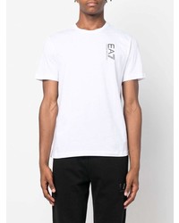 weißes bedrucktes T-Shirt mit einem Rundhalsausschnitt von Ea7 Emporio Armani