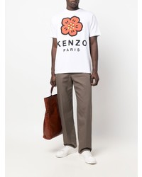 weißes bedrucktes T-Shirt mit einem Rundhalsausschnitt von Kenzo