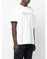 weißes bedrucktes T-Shirt mit einem Rundhalsausschnitt von Bally