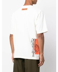 weißes bedrucktes T-Shirt mit einem Rundhalsausschnitt von Heron Preston