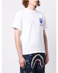 weißes bedrucktes T-Shirt mit einem Rundhalsausschnitt von BAPE BLACK *A BATHING APE®