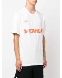 weißes bedrucktes T-Shirt mit einem Rundhalsausschnitt von Y-3