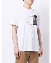 weißes bedrucktes T-Shirt mit einem Rundhalsausschnitt von Armani Exchange