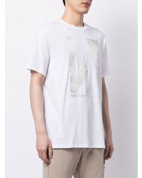 weißes bedrucktes T-Shirt mit einem Rundhalsausschnitt von Armani Exchange