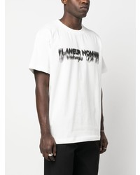 weißes bedrucktes T-Shirt mit einem Rundhalsausschnitt von Flaneur Homme