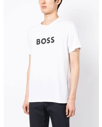 weißes bedrucktes T-Shirt mit einem Rundhalsausschnitt von BOSS