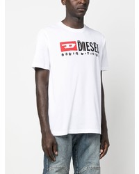 weißes bedrucktes T-Shirt mit einem Rundhalsausschnitt von Diesel