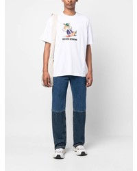 weißes bedrucktes T-Shirt mit einem Rundhalsausschnitt von MAISON KITSUNÉ