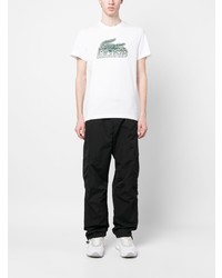 weißes bedrucktes T-Shirt mit einem Rundhalsausschnitt von Lacoste