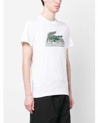 weißes bedrucktes T-Shirt mit einem Rundhalsausschnitt von Lacoste