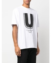 weißes bedrucktes T-Shirt mit einem Rundhalsausschnitt von Undercover