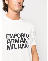 weißes bedrucktes T-Shirt mit einem Rundhalsausschnitt von Emporio Armani