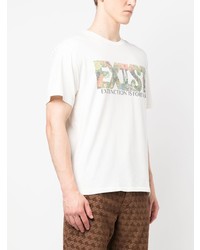 weißes bedrucktes T-Shirt mit einem Rundhalsausschnitt von ERL