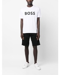 weißes bedrucktes T-Shirt mit einem Rundhalsausschnitt von BOSS