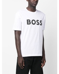 weißes bedrucktes T-Shirt mit einem Rundhalsausschnitt von BOSS