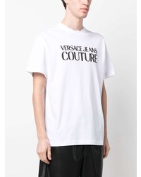 weißes bedrucktes T-Shirt mit einem Rundhalsausschnitt von VERSACE JEANS COUTURE