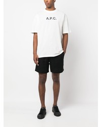 weißes bedrucktes T-Shirt mit einem Rundhalsausschnitt von A.P.C.