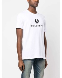 weißes bedrucktes T-Shirt mit einem Rundhalsausschnitt von Belstaff