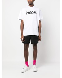 weißes bedrucktes T-Shirt mit einem Rundhalsausschnitt von MSGM