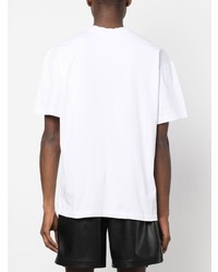 weißes bedrucktes T-Shirt mit einem Rundhalsausschnitt von MSGM