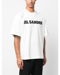 weißes bedrucktes T-Shirt mit einem Rundhalsausschnitt von Jil Sander