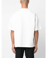 weißes bedrucktes T-Shirt mit einem Rundhalsausschnitt von Jil Sander