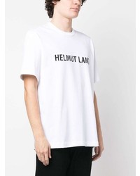 weißes bedrucktes T-Shirt mit einem Rundhalsausschnitt von Helmut Lang