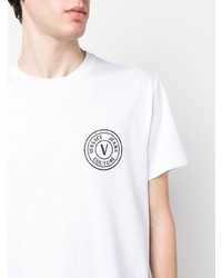 weißes bedrucktes T-Shirt mit einem Rundhalsausschnitt von VERSACE JEANS COUTURE