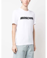 weißes bedrucktes T-Shirt mit einem Rundhalsausschnitt von Moschino