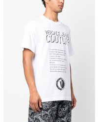 weißes bedrucktes T-Shirt mit einem Rundhalsausschnitt von VERSACE JEANS COUTURE