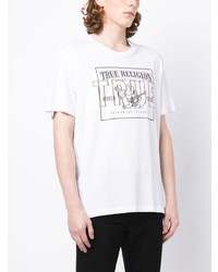 weißes bedrucktes T-Shirt mit einem Rundhalsausschnitt von True Religion