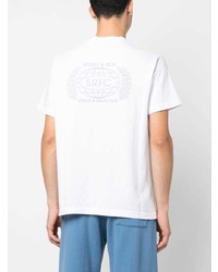 weißes bedrucktes T-Shirt mit einem Rundhalsausschnitt von Sporty & Rich