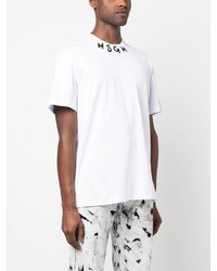 weißes bedrucktes T-Shirt mit einem Rundhalsausschnitt von MSGM