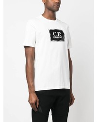 weißes bedrucktes T-Shirt mit einem Rundhalsausschnitt von C.P. Company