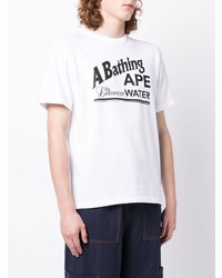 weißes bedrucktes T-Shirt mit einem Rundhalsausschnitt von A Bathing Ape