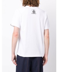 weißes bedrucktes T-Shirt mit einem Rundhalsausschnitt von A Bathing Ape