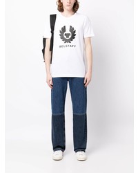 weißes bedrucktes T-Shirt mit einem Rundhalsausschnitt von Belstaff