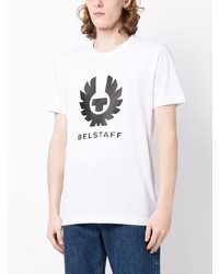 weißes bedrucktes T-Shirt mit einem Rundhalsausschnitt von Belstaff