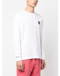 weißes bedrucktes T-Shirt mit einem Rundhalsausschnitt von Stone Island