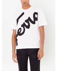 weißes bedrucktes T-Shirt mit einem Rundhalsausschnitt von Ferragamo