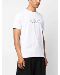 weißes bedrucktes T-Shirt mit einem Rundhalsausschnitt von A.P.C.