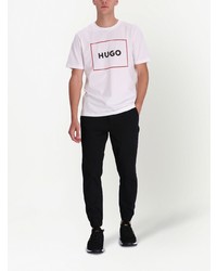 weißes bedrucktes T-Shirt mit einem Rundhalsausschnitt von Hugo