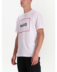 weißes bedrucktes T-Shirt mit einem Rundhalsausschnitt von Hugo